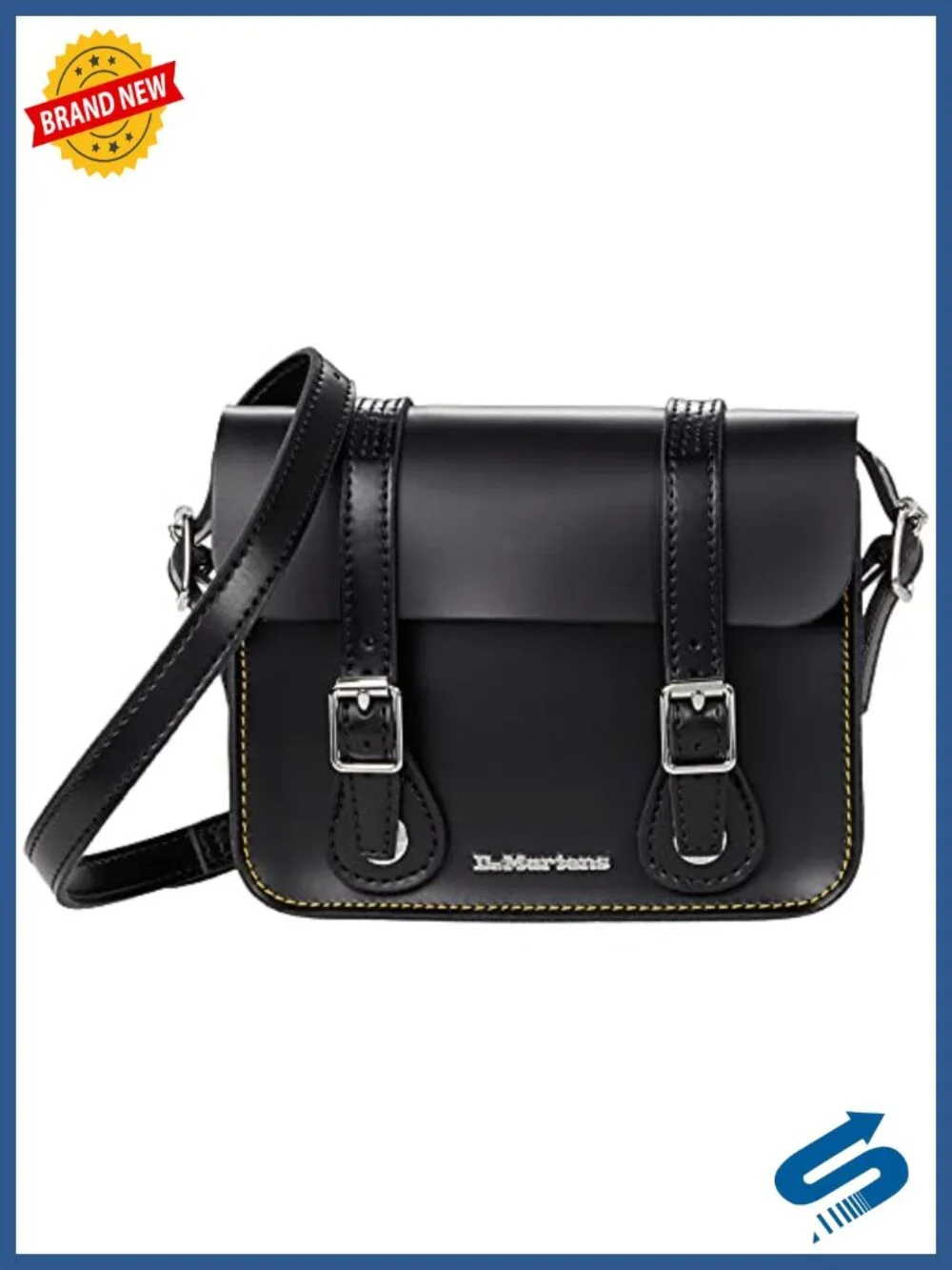 Vintage Leather Satchel Bag with Double Buckle Magnetic Snap Closure